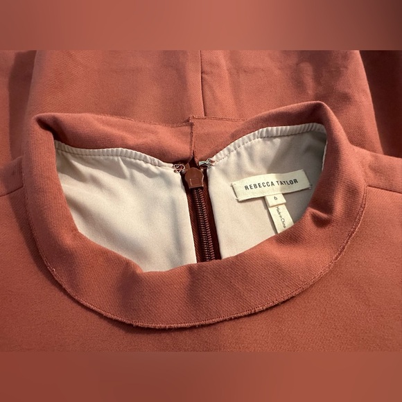 REBECCA TAYLOR Ruffle Suiting Blouse Lipstick Pink Dusty Rose Shirt Layering Top - Picture 9 of 12